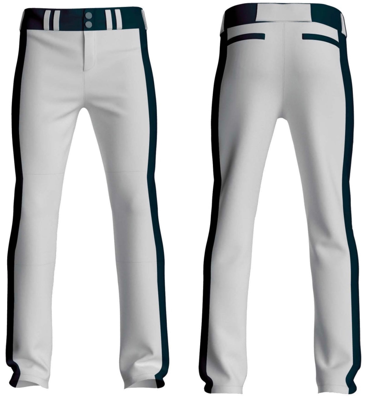 DISCOUNTED (50% off) Sublimated White Game Pants w/Black Stripe- Long