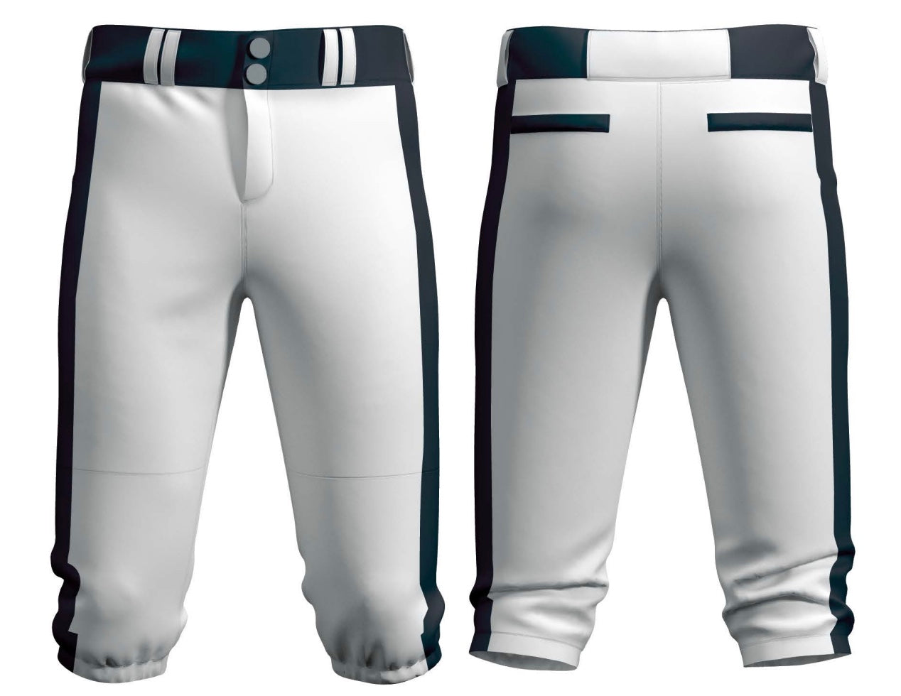 White w/ Black Piping Knicker Uniform Pants