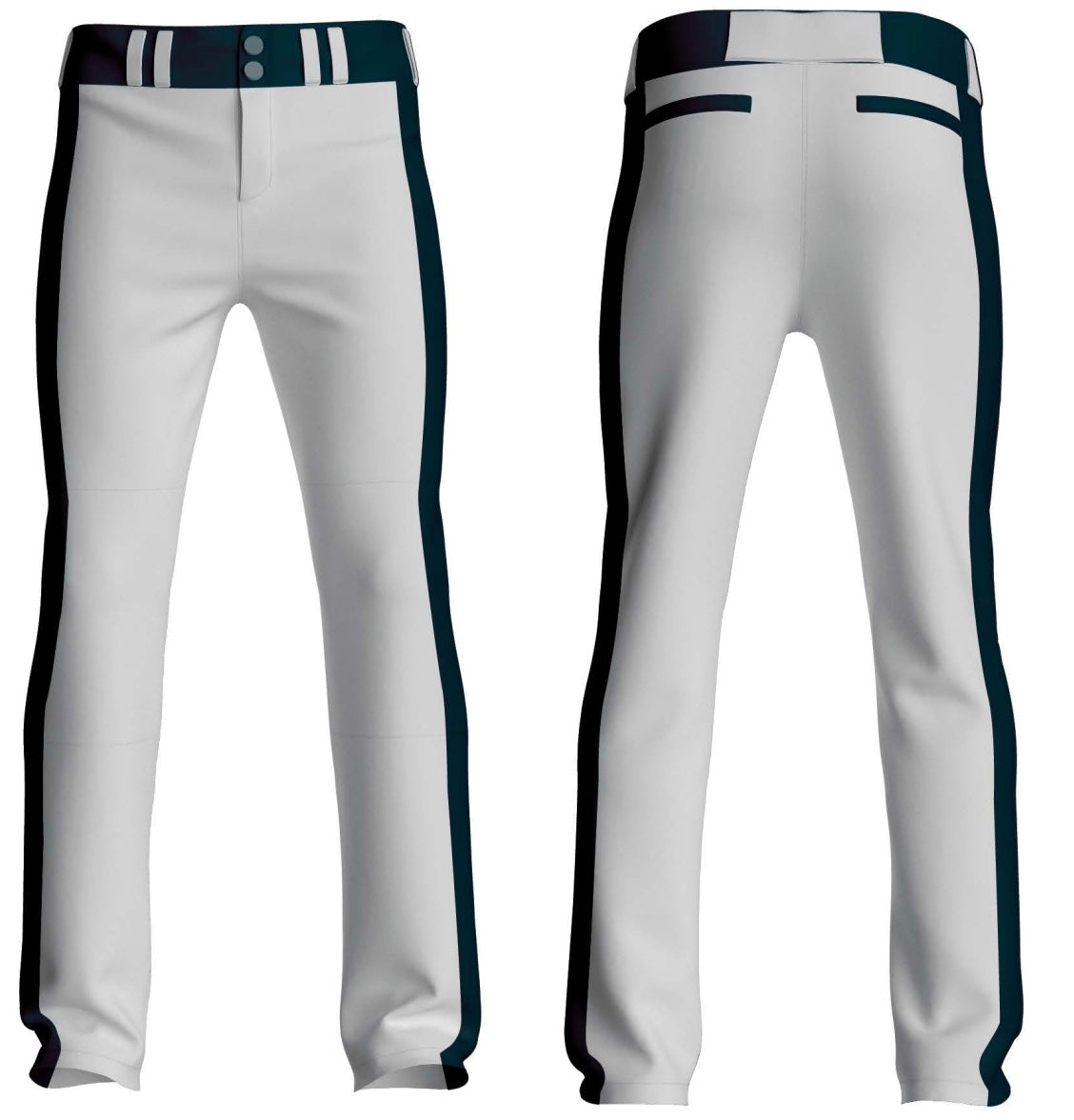 White w/ Black Piping Pro Fit Uniform Pants